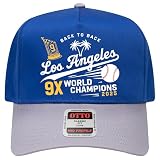 Los Angeles Baseball 9X World Titles Hat | World-Class Vintage Trucker Hat for Men & Women (US, Alpha, One Size, Grey/Royal)