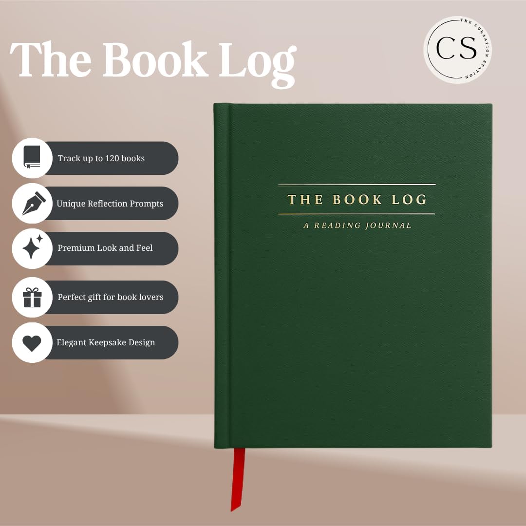 Reading Journal & Book Log – 120 Reviews Hardcover Reading Journal by Curation Station, Reading Tracker, TBR List, Club Notes for Book Lovers