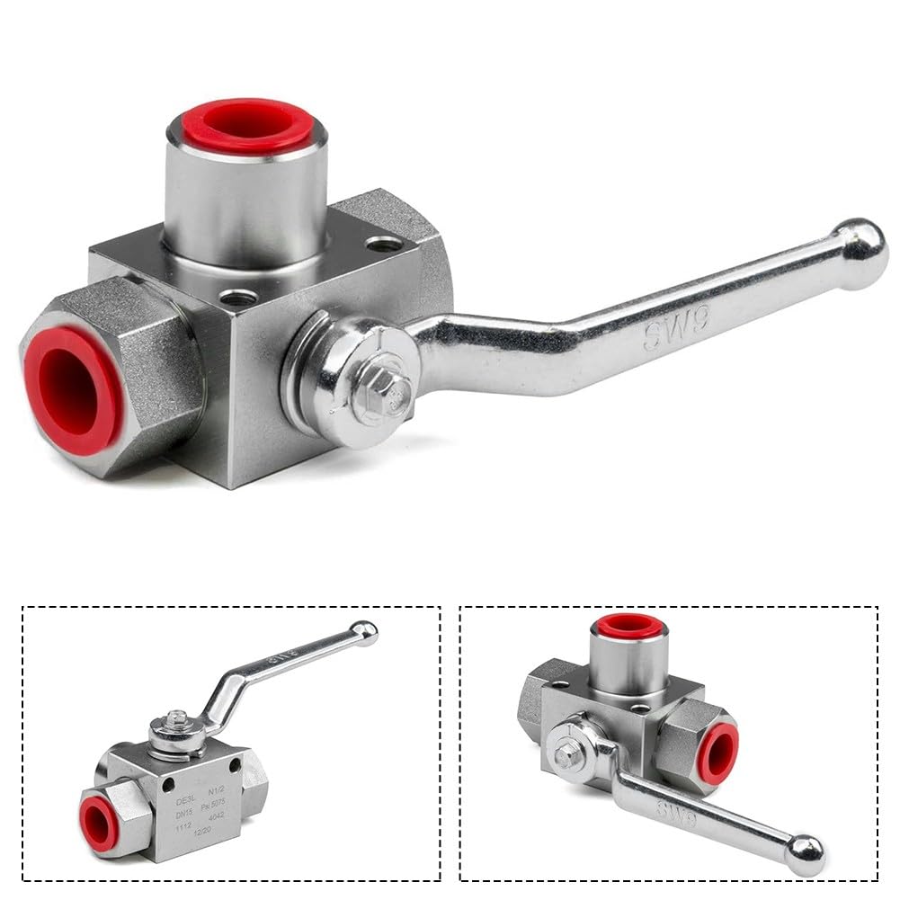SPORTARC Robinet à boisseau sphérique hydraulique, 3 voies, vanne haute pression, NPT 1/2 en acier au carbone, 7250 PSI pour huile, eau, gaz