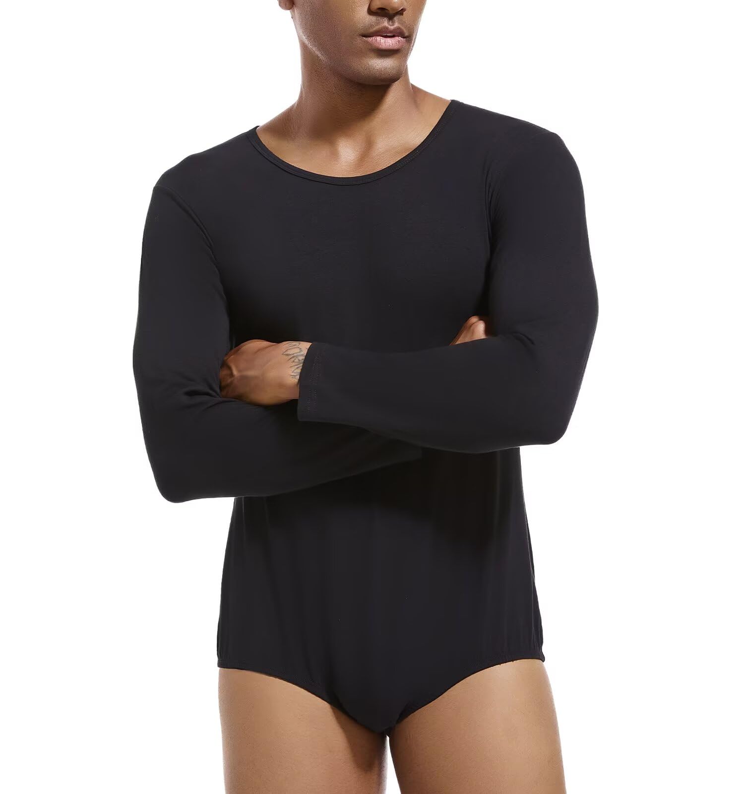 Landofgenie Herren Langarm Body aus Baumwolle Atmungsaktiver Onesie für Haus & Freizeit