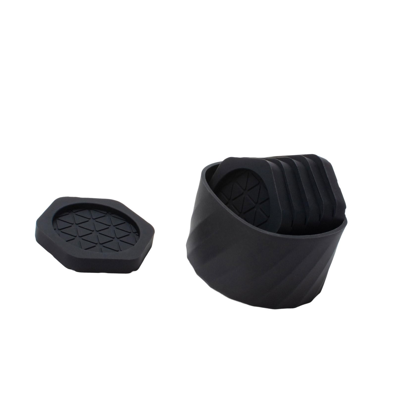 Zbiianxer Black 6Pcs Nonslip Hexagonal Drink Coasters Set Comes With Storage Box For Coffee Teas Mugs Heat Protective Essential Table Coasters