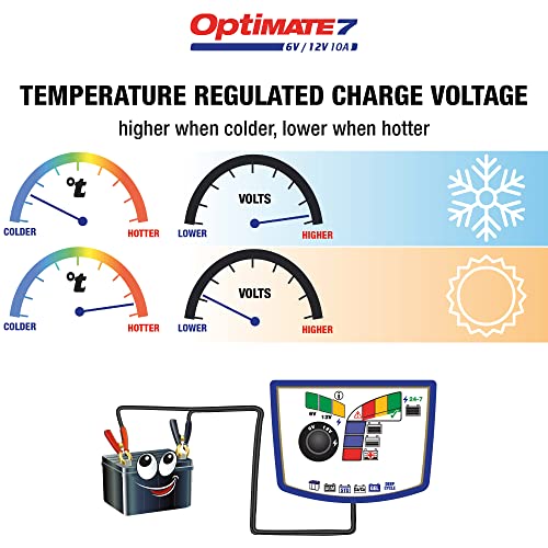 Optimate7 6V/12V - 10A, Model Tm263, Gold Series High Performance Battery Charger & Maintainer For Deep Cycle Batteries #TOP3