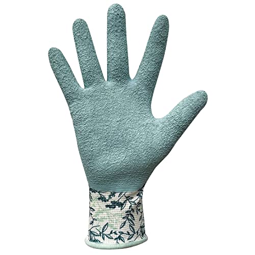 Digz Long Cuff Stretch Knit Garden Gloves With Full Finger Latex Coating | Color: Greenery Pattern | Size: Medium #TOP2