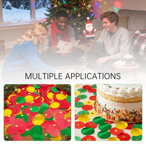 10000 Stück Seidenpapier Konfetti, VEINARDYL Rund Glitzer Weihnachten Tischkonfetti 1000 Stück für Weihnachten Hochzeit Party Geburtstag Geschenk Dekoration - 2,5 cm, Rot, Grün und Gold