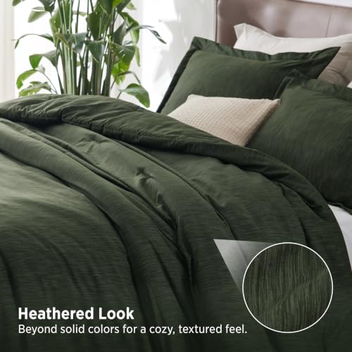 Image of Bedsure Green Comforter Set Queen - Soft Bedding for All Seasons, Cationic Dyed Bed Set, 3 Pieces, 1 Queen Size Comforter (90 inchx90 inch) and 2 Pillow Shams (20 inchx26 inch+2 inch)