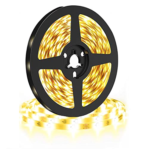 SHUXAG® 12V Led Streifen, 600er Led Strip Warmweiß, Flexibel DIY LED Band 5m Leisten Selbstklebend, 2835 SMD 4000K Led Strip für Innen Beleuchtung Party Küche Dekoration Cover