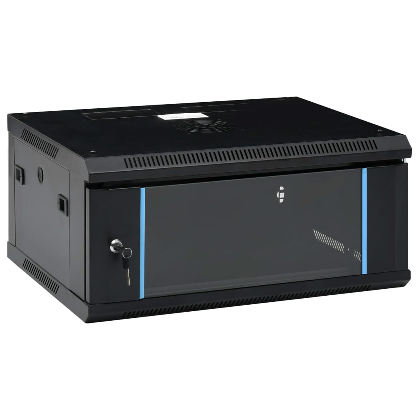 4U Armoire réseau murale 19" IP20, acier laminé à froid et verre de sécurité, noir, 600 x 450 x 285 mm, verrouillable avec serrure - pour routeur, modem, appareils réseau