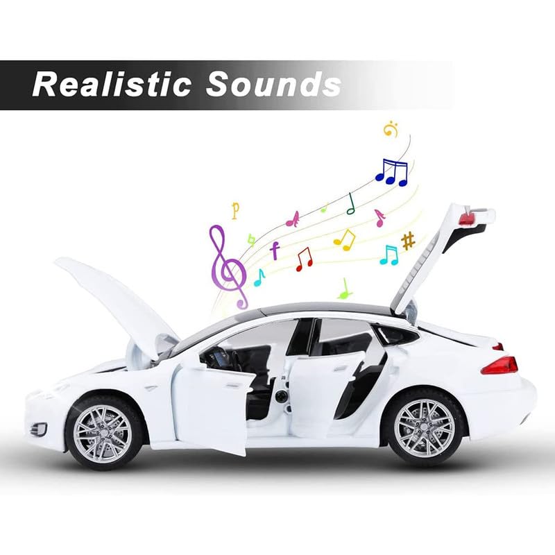 Image of Kids Model 1:32 Tela S Die Cast Metal Car Pull Back Action Opening Doors with Realistic Engine Sound Lights Toy Car Gift for Boys - Multi