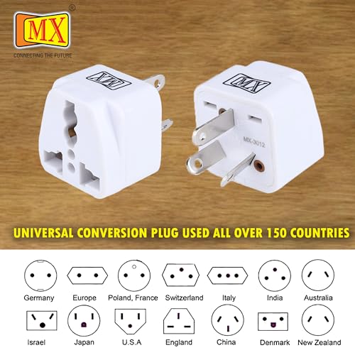 Image of MX India to Australia Plug Adapter - Type I Travel Conversion Plug for Australia, New Zealand, China & More - Converts Indian Plug for Laptops, Cameras, Chargers - 2 Pack