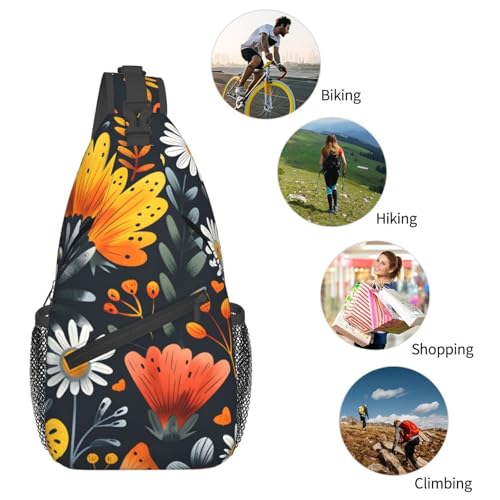Morrales cruzados unisex con patrón flor mariposa miniatura 6