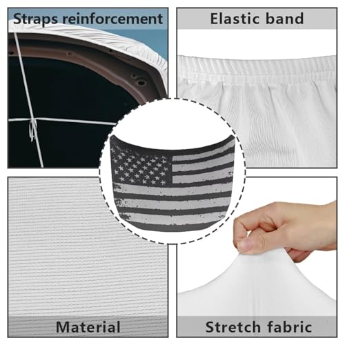 Image of 59x39 Inch Gray American Flag Car Hood Cover Protector Waterproof Car Hood Wrap Blankets Patriotism Auto Flag Universal Automotive Exterior Accessories for Summer