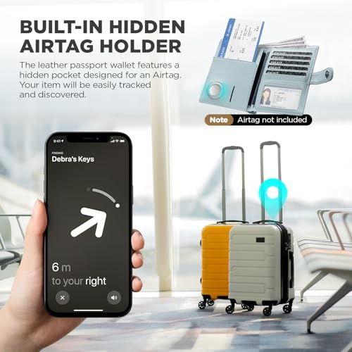 VULKIT Dual Leather Passport Wallet with Airtag