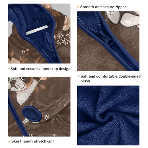 Cartoon Dog and Flower Girls Fleece Jacket Girls Fall Jacket Girls Zip Up Hoodie Girls Sherpa Jacket 2-10T3