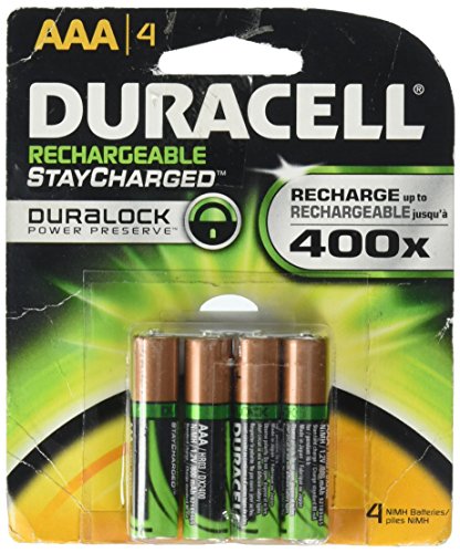 Duracell AAA NiMH Rechargeable Batteries, 4 Pack