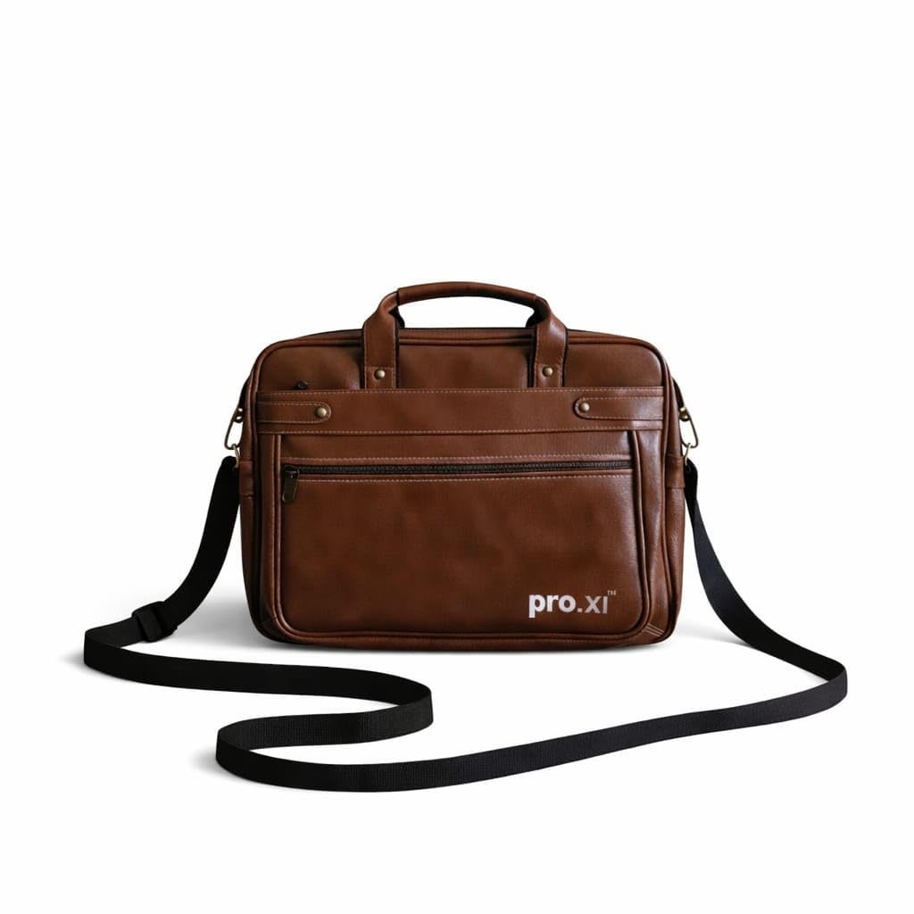 Pro.XI Borsa per computer portatile in pelle vegana, per uomini e donne, 15,6 pollici, borsa da ufficio messenger, borsa da lavoro e da viaggio intelligente con scomparti multipli, borsa a tracolla