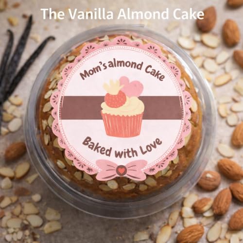 Image of MOM'S BAKERY Vanilla Almond Cake 250g | Soft & Moist Vanilla Sponge Cake Topped with Crunchy Almond Flakes | Freshly Baked Bakery Style Dessert Eggless | Soft & Moist Tea Cake | Made with Premium T45 Flour | No Egg, Vegetarian | Perfect for Tea Time & Snacking