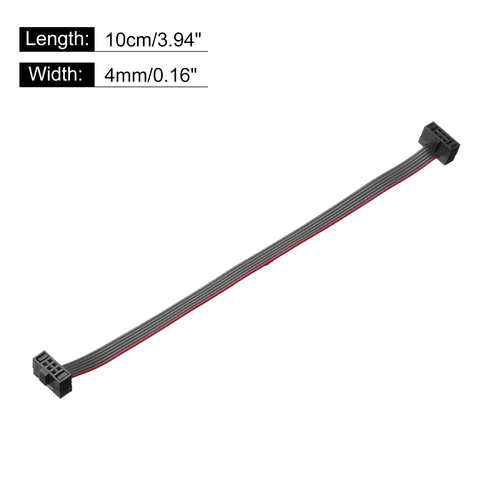 QUARKZMAN Cavo a Nastro Piatto Idc a 6 Pin, Passo 1,27 mm, connettore Fc a Fc, Lunghezza 10 cm, Filo Jumper Grigio per Computer, display Led, Dvd, 2 Pezzi
