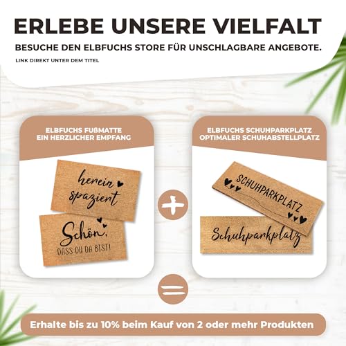 ElbFuchs Fußmatte Kokos 60x40cm Hereingedackelte I Extra langlebige & rutschfeste Kokosmatte für Innen & Überdachte Außenbereiche I Lustige Türmatte mit Dackel Motiv I Ideal als Schmutzfang