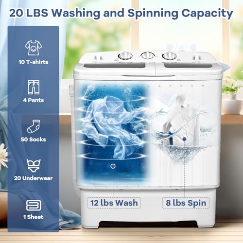 image for Giantex Portable Washing Machine, 20lbs Washer and Spinner Combo, Twin