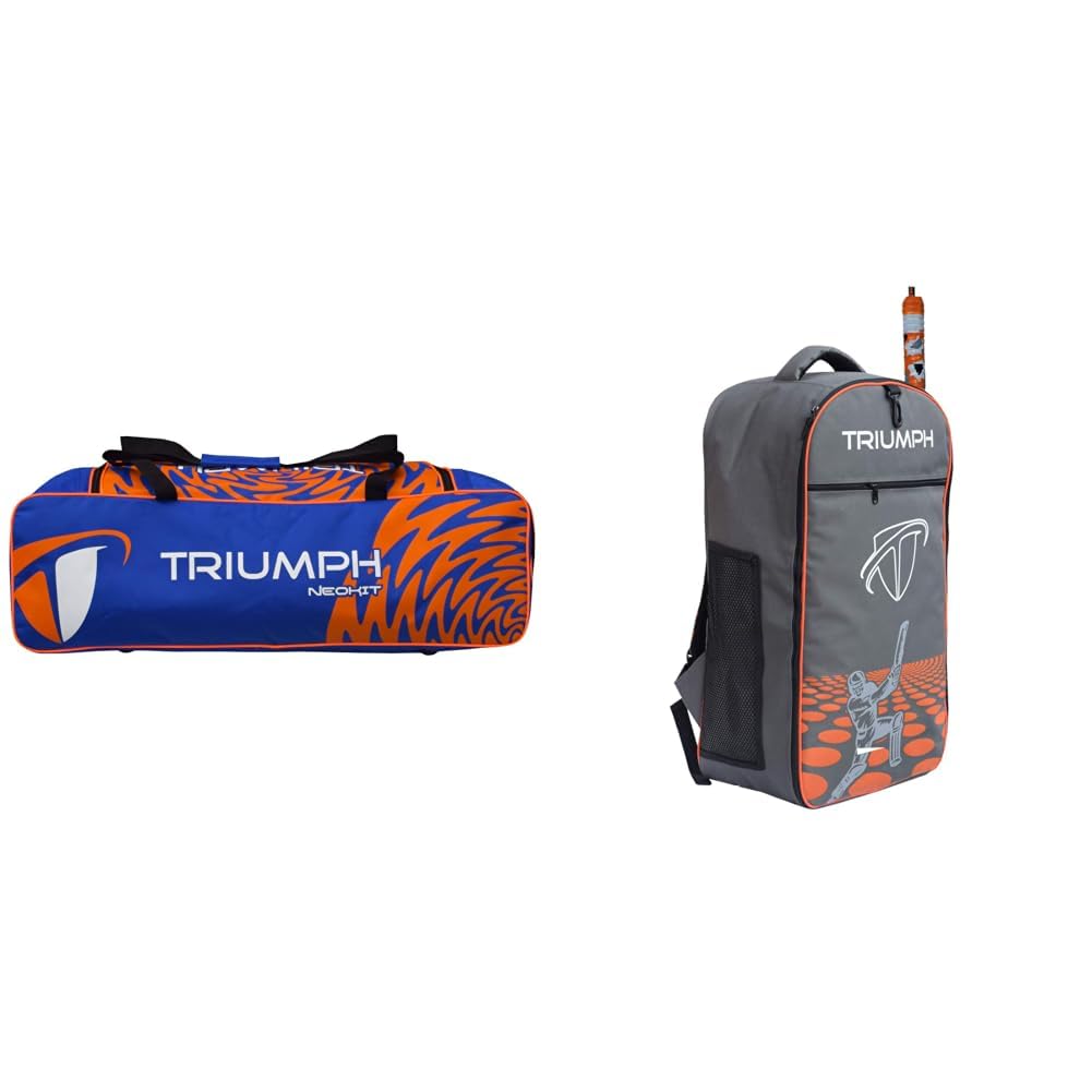Triumph UNIKIT-99 Cricket Holdall Bags Bag Size 36X11X10 + KB-2020 Cricket Backpack Full Padded Grey/Orange Bag Size 27X8X14-picture-14