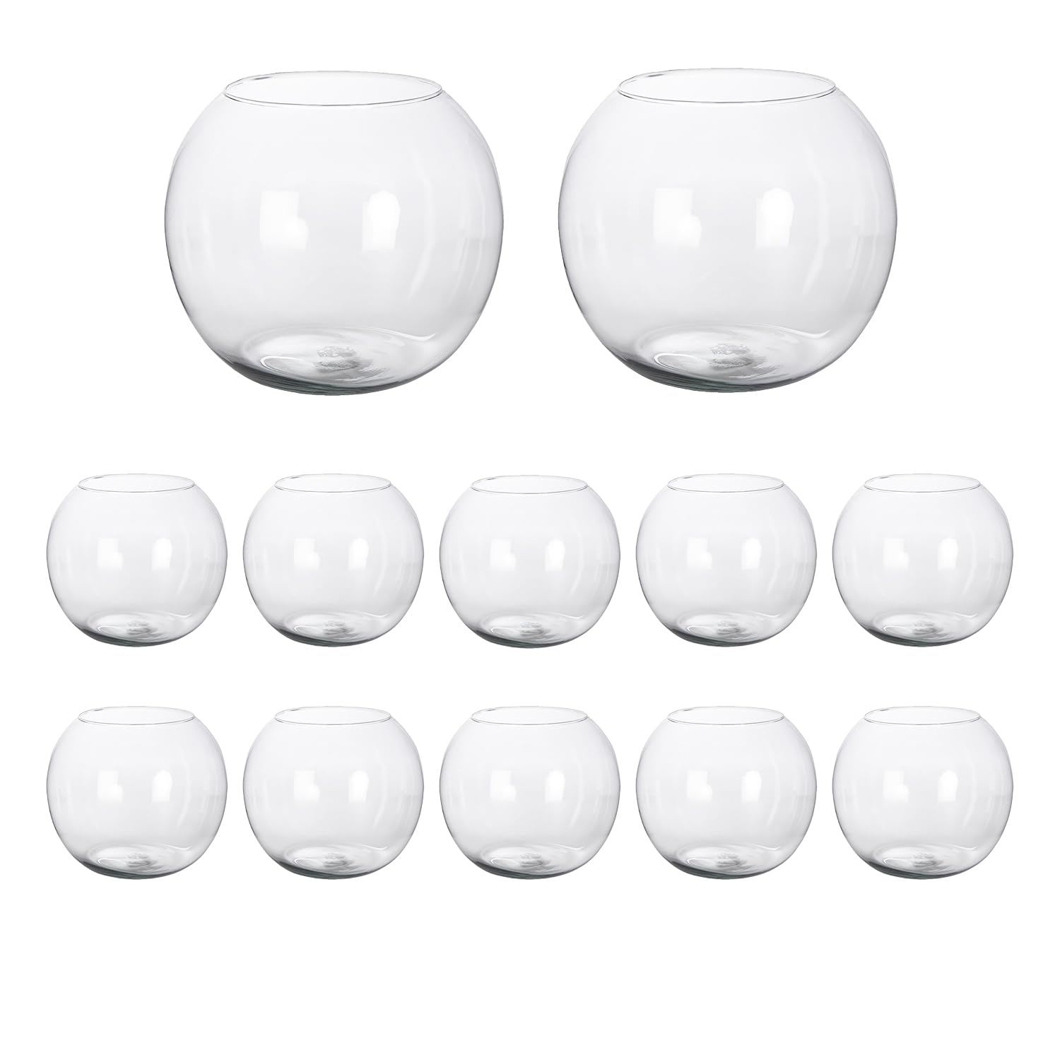 Two Tigers | Jarrón Bola De Cristal | Pack 12 de 15cm Ancho | Florero Esférico Transparente | Pecera Pequeña Decorativa | Centro De Mesa Restaurantes Bares Hoteles Bodas Celebraciones Flores Velas
