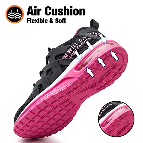 Image of Kezhiho Steel Toe Shoes for Women Air Cushion Lightweight Work Shoes Comfortable Breathable Puncture Proof Slip Resistant Sneakers Indestructible Construction Industrial Safety Shoes