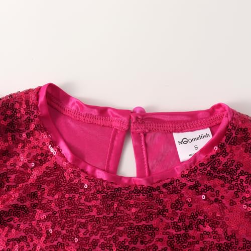 Image of Noomelfish Girls Short Sleeve Sequin Shirts Party Glitter Sparkly Tops Blouse (5-12 Years)