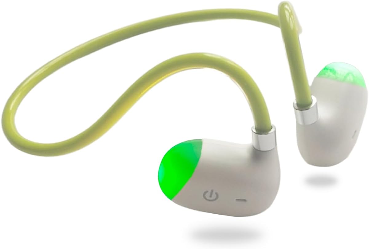 EJEAS X3 Auriculares Deportivos de Oreja Abierta, Auriculares Inalámbricos de Conducción de Aire, Luz LED Incorporada con Calidad de Sonido HiFi y Resistente al Agua, Hasta 10 Horas de Batería para Entrenamientos, Deportes y Correr Nocturno (Verde)
