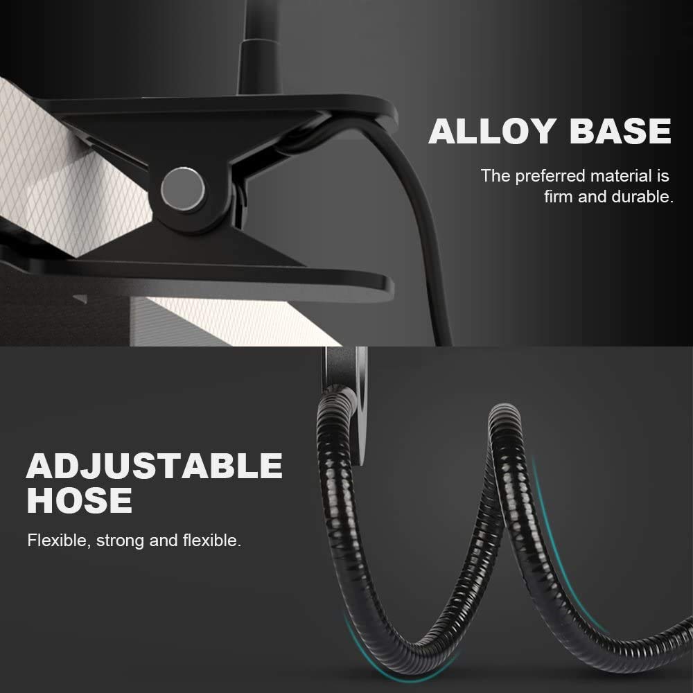 Lampe de bureau à clipser, rose, plastique, 3 modes de couleur et 10 niveaux de luminosité, col de cygne flexible, port USB, pour la lecture, la couture, les travaux manuels