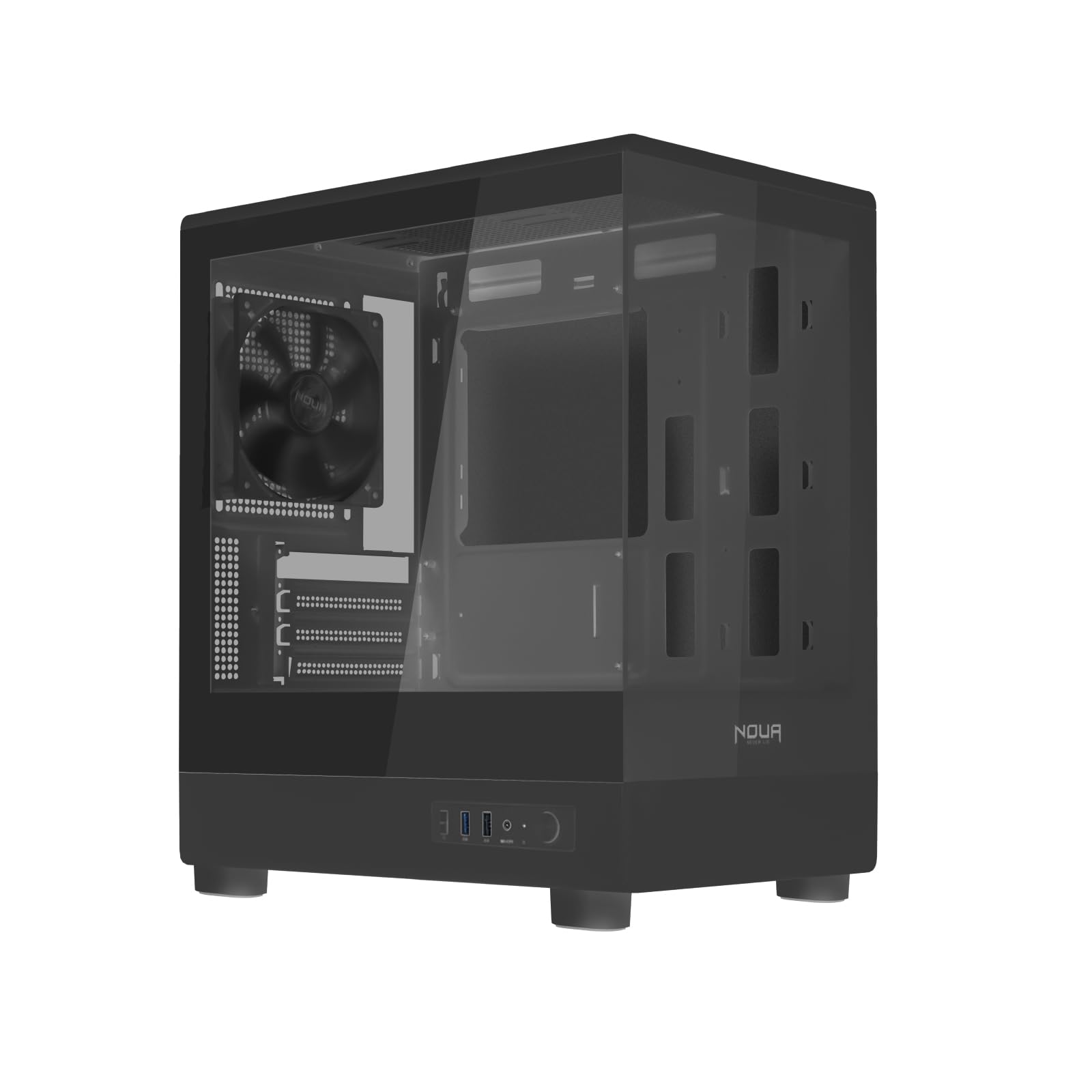 Noua Fobia LK200 Boîtier PC Gaming Micro-ATX, Ventilateur Noir 120 mm, boîtier Micro Tour pour Ordinateur Double Verre trempé panoramique, Noir