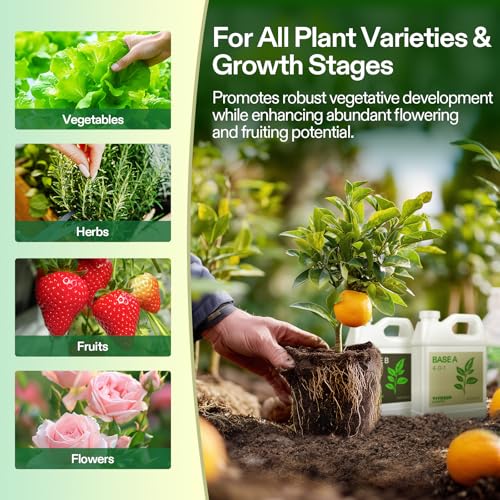 Image of VIVOSUN Liquid Nutrients Base A & B Bundle, Grow Big Hydroponic Fertilizer, Supports Vegetative and Flowering Stages for Outdoor, Indoor Plants, Best Plant Food, Set of Quarts (Pack of 2)