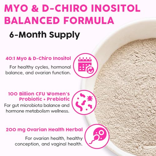 Liposomal Myo-Inositol & D-Chiro Inositol Powder | 180 Days Supply | 40:1 Ideal Ratio Inositol Supplement for Women, Probiotics & Herbs | Hormone Balance & Harmony, Fertility, Ovarian Health & Cycle - Image 5