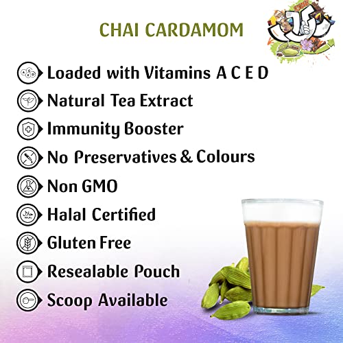 Just Chill Drinks Co. Tea Premix - Rich and Authentic Karak Chai Cardamom, Refreshing Tea, 1000 g