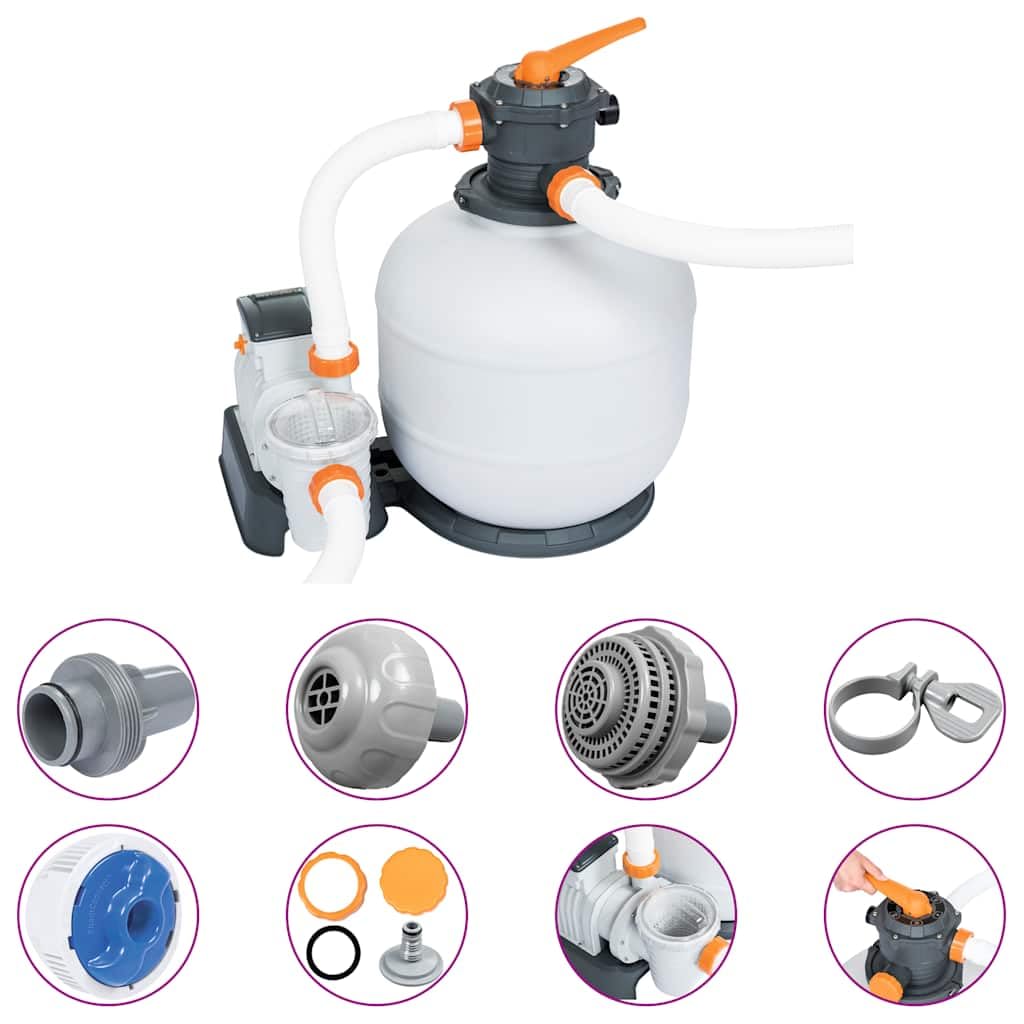 Flowclear Pompa filtro a sabbia 8327 l/h con dispenser di cloro ChemConnect, valvola a 6 posizioni e timer per piscine fuori terra