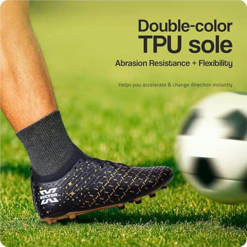 Image of Vector X Starlight Men's Firm Ground Soccer Cleats Shoes, 3D Texture TPU Fusing Upper with Double Color TPU Sole Lightweight Football Studs | Sports Footwear Boots for Adult, Men & Boys