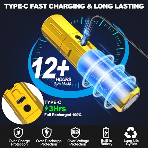 Image of Rechargeable Magnetic Flashlights, Bright Small Powerful Pocket Flashlight | High Lumens Dual Button Tactical Flash Light, 12H Runtime, 8 Modes Zoomable, One-Press Off for Car,Home,Camping,Emergency