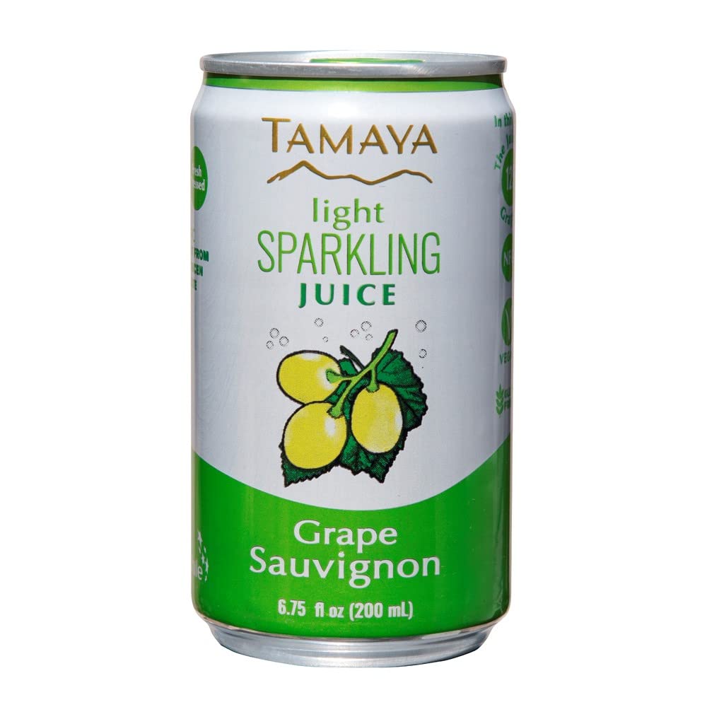 Tamaya Light Sparkling Sauvignon Grape Juice, NFC, Not from Concentrate, Fresh Pressed, 100% Natural, No Sugar Added, No Preservatives, 6.75 Fl Oz Mini Cans (Pack of 12)