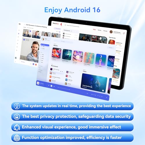 Tablet 2026 Latest Android 16 Tablets with 10.5 Inch HD+IPS Display, 12(4+8) GB RAM+64GB ROM/ 2TB TF, Gemini AI 2.0, GPS, 5G WiFi, 2.0GHz CPU & 5MP Camera, 6000mAh, Widevine L1, GMS Certified - Image 4