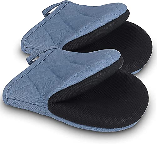 1 Paar kurze Ofenhandschuhe aus Silikon, hitzebeständig für 500 Grad, rutschfeste Oberflächen und Handschuhe mit Schlaufe zum Aufhängen, Backen, Grillen, maschinenwaschbar Cover