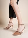 DROP BOLD BROWN POINTED TOE ANKLE STRAP HEELS FOR WOMEN gallery image