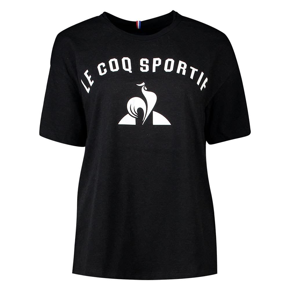Le Coq Sportif - Sport Tee Loose N°1 W - T-Shirt Oversize Femme - Manches Courtes Coton Polyester Élasthanne - Coupe Ample Jersey Doux Respirant - Taille S - Black