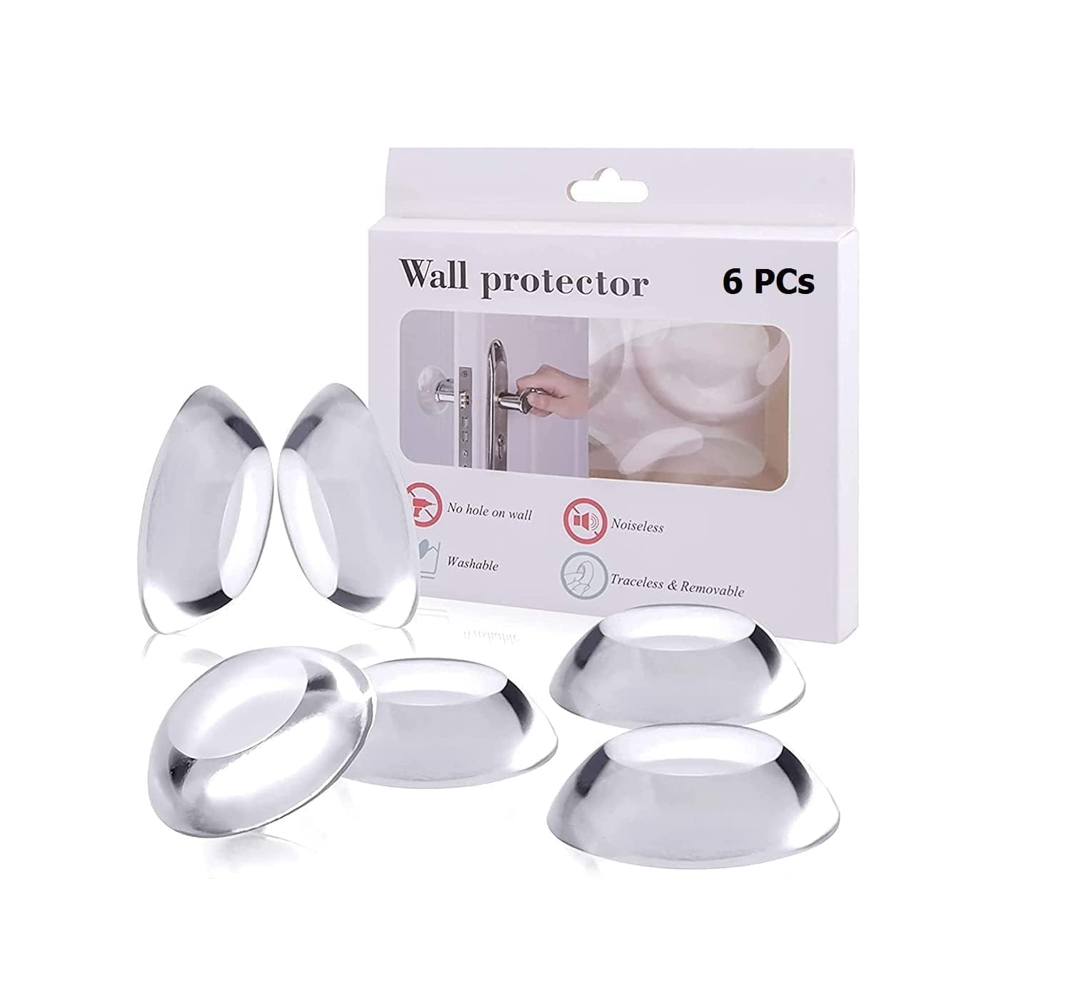 Wall Protector Door Knob Rubber Door Stopper 6Pcs Transparent Round Silicone Door Protector for Home Handle Stopper Bumper for Headboard, Refrigerator Door, Cabinets Bumpers with Strong Adhesive Glue (B0CJ5MHVFK) Amazon Price History, Amazon Price Tracker