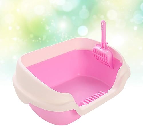 Miniatura 7 de Pet Cat Hut- Caja de arena para gatos semicerrada práctica limpieza de gatos lavabo de plástico para gatos rosa talla M