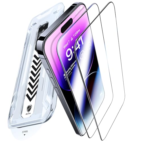 UltraGlass UNBREAK TOP 9H+ Glass for iPhone 14 Pro Max Screen Protector [Military Grade Shatterproof & Longest Durable] Screen Protector 14 Pro Max Tempered Glass, Anti-fingerprint, 2 Packs