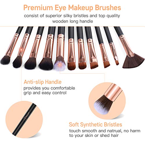 BESTOPE Eye Makeup Brushes, 16 Pcs Professional Eye Brush Set Eyeshadow, Eyebrow, Blending, Fan, Eyelash, Make Up Brushes with Premium Wooden Handles