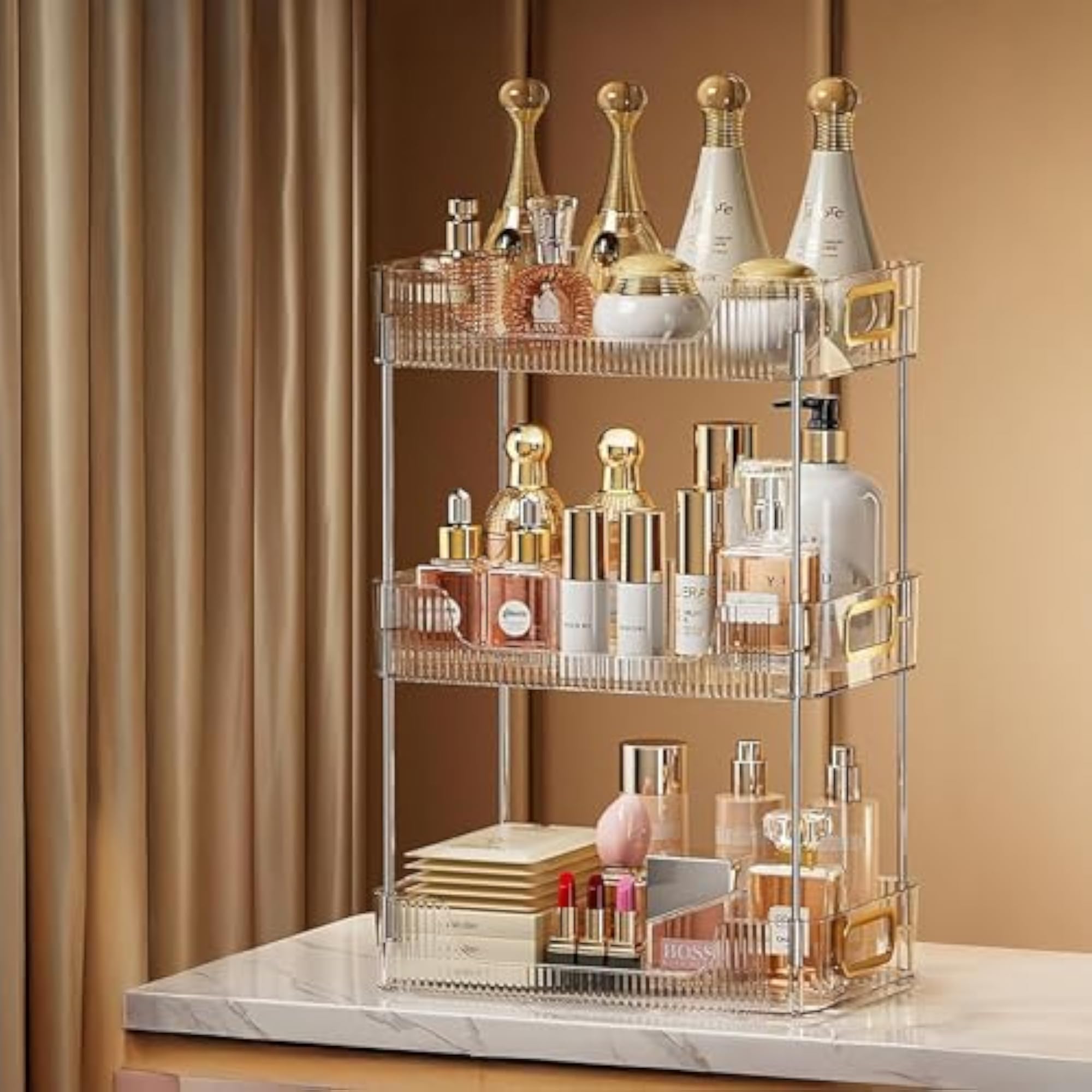 Multipurpose Glass Finish Bathroom Organiser Stand Rack