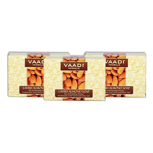 Miniatura 3 de Vaadi Herbals Jabón en barra de aceite de almendras con extractos de miel y aloe vera, jabón de hierbas hecho a mano con aceites esenciales 100%