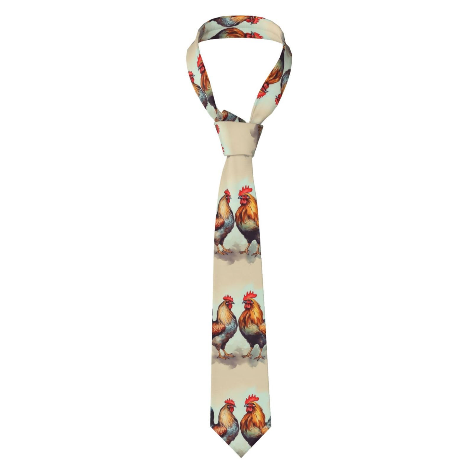Lhdgbnv Unisex Black Rooster And Hen Men's Tie 3.1" Cotton Classic Necktie Business Neckties For Wedding Party Gradution Business, One Size