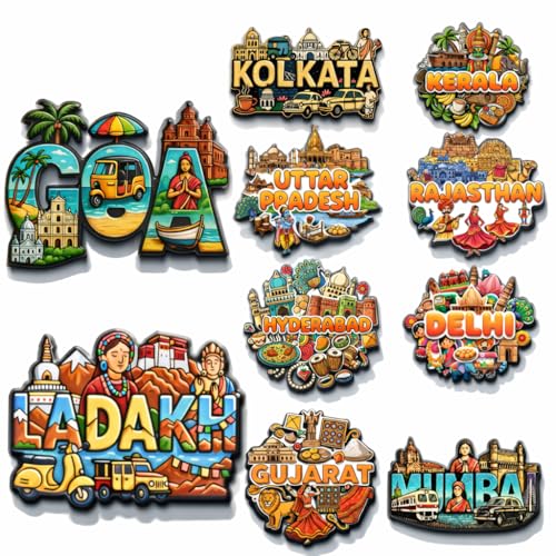 Image of Souvenir Fridge Magnet Pack of 10 | Collectible Travel Magnets | High-Power Magnet for Refrigerator, Almirah & Office Decor (Cities)