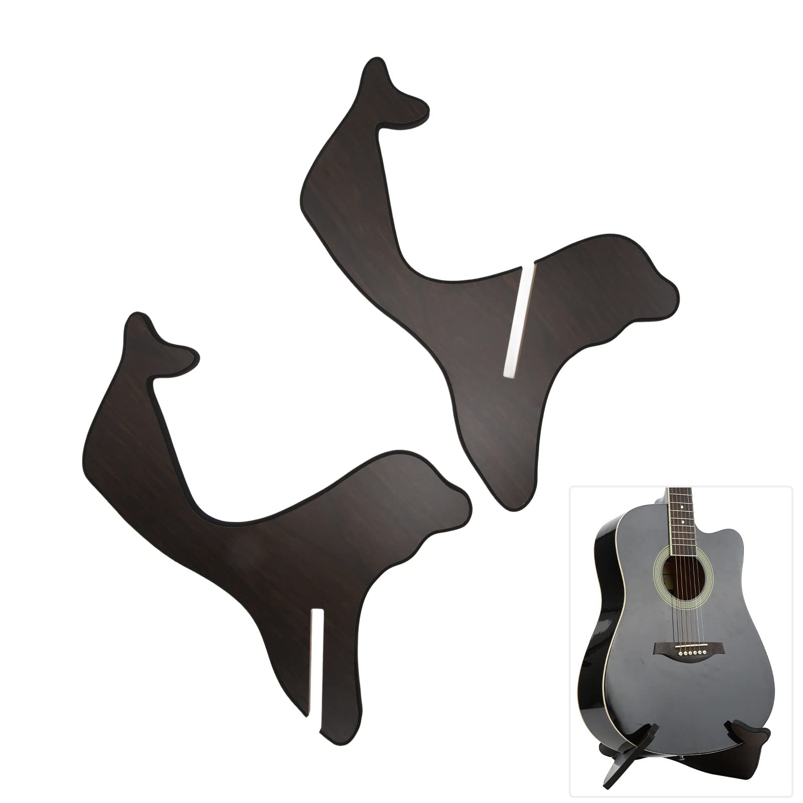 2 Stück Ukulele-Ständer, Zusammengesetzter Ukulele-Ständer, Holz-Ukulelen-Halterung, Holz-Gitarren-Display-Ständer, Gitarren-Halterung für Saiteninstrumente (Schwarz)